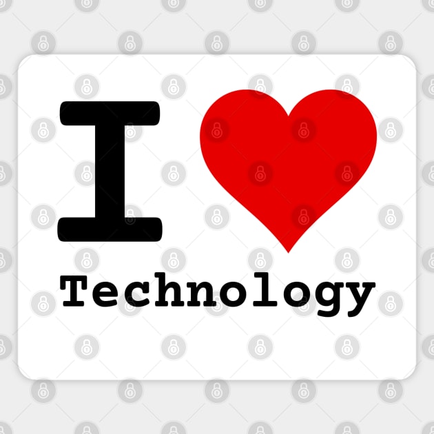 I Love Technology | Stylized Heart Logo Black Magnet by aRtVerse